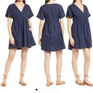 Madewell Navy Blue mini Babydoll dress size L